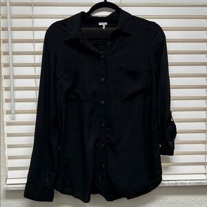 Splendid Black Long-Sleeve Casual Button-Down Shirt